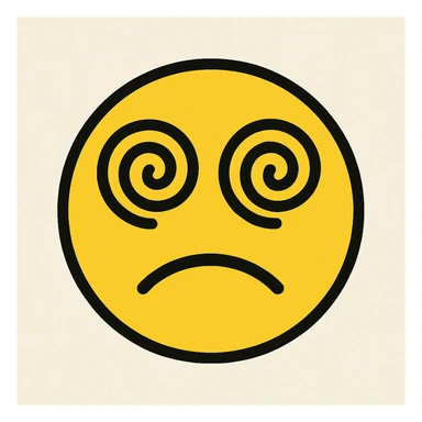 yellow face with spiral eyes sticker