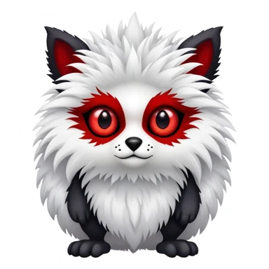 a fuzzy white with black belly and red eyes exotic edgy vernid-fionbri-creature full body sticker