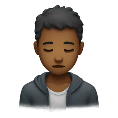 sad boy with eyes closed sticker