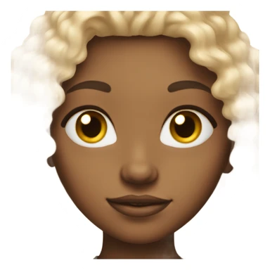 Light brow skinned girl with curly shiny hair and clear skin sticker