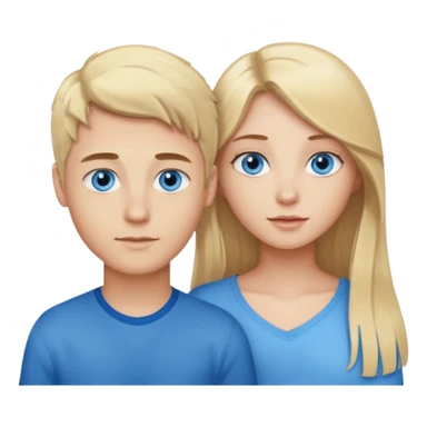 Couple blond boy bleu eyes and his girlfriend long brunette hair and blue eyes  sticker