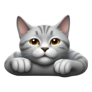 A gray British cat sleeps on its back sticker