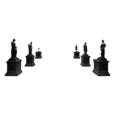 An icon featuring an elegant art gallery with classic paintings hanging on the walls, and sculptures displayed on pedestals. Visitors admire the exhibits, capturing the essence of culture, history, and art. Set against a transparent background. sticker