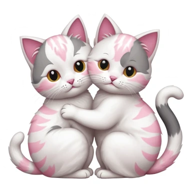 two white pink cats grooming each other sticker