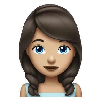 Brunette girl with blue eyes sending a kiss sticker