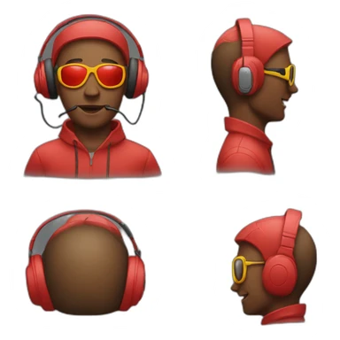 a emoji in googles and red headphone sticker