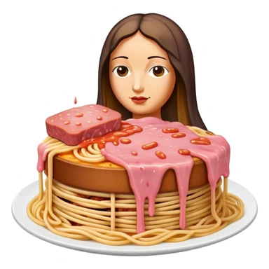  SPAM meat melted pink dripping sauce spaghetti monalisa  sticker