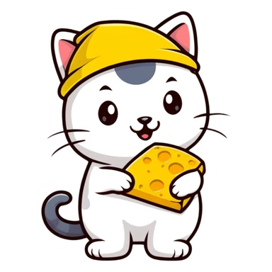 Cheese cat wearing a yellow hat sticker