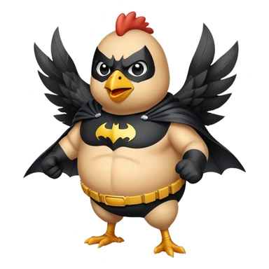A plump chicken fighting batman sticker