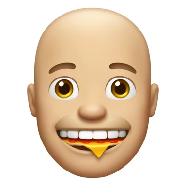 Happy bald man eating a burger sticker
