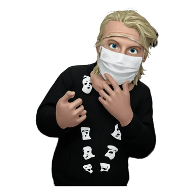 boy with mask in shadows sticker