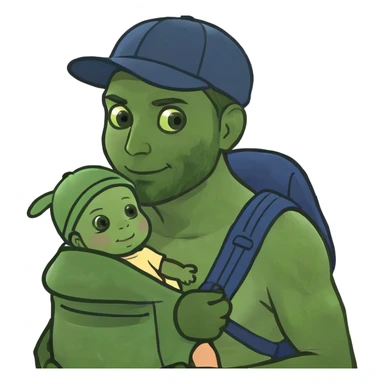 Man taking care of a baby  sticker