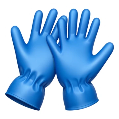 Blue latex glove being snapeed on sticker