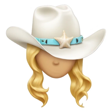White cowgirl hat with seashell band sticker