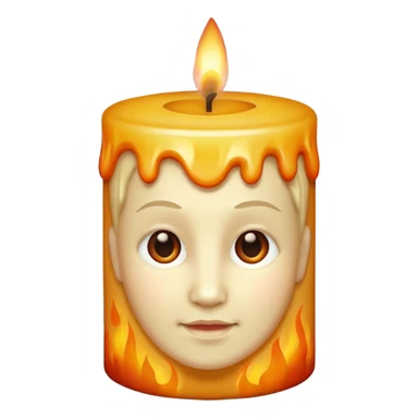 Candle with face sticker