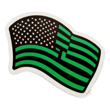 The American flag but black and green sticker