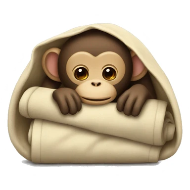 the monkey sleeps in a blanket sticker
