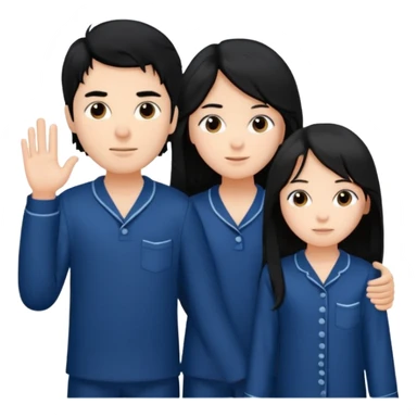black haired boy and long haired girl in navy blue pajamas sticker