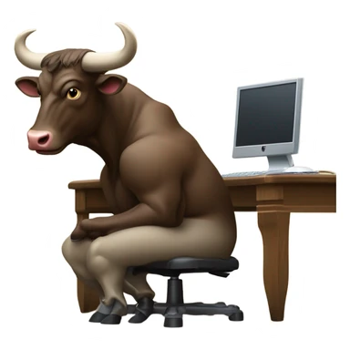 bull using computer sticker