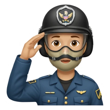 Soldier saluting with helmet + mouth mask sticker
