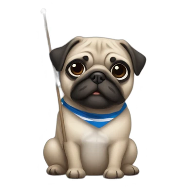pug holding a suomi flag sticker