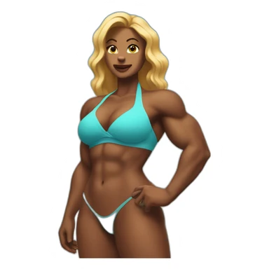 Giant Muscular woman bikini in a city sticker