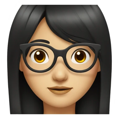 asian girl long black hair with glasses and middle curtain bangs sticker