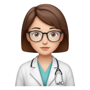 female doctor short brown hair with glasses sticker