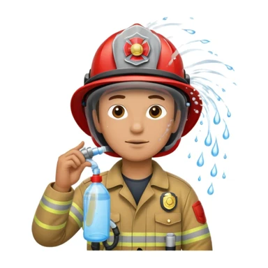 firefighter spraying water sticker
