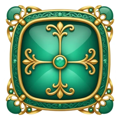 Jade and gold filigree style rounded square icon button sticker