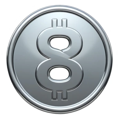 A double dollar sign emoji made of polished silver chrome, smooth metallic surface, glossy reflections, luxury swag vibe, minimal iOS emoji style, centered on white background sticker