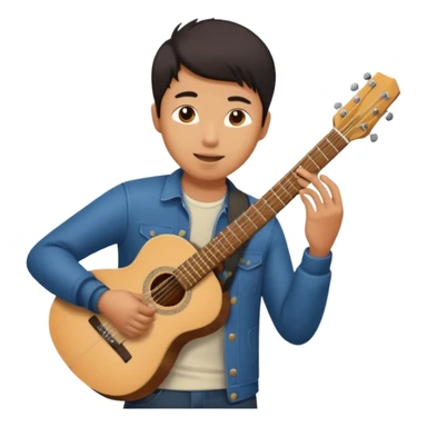 Asian guy playing guitar sticker