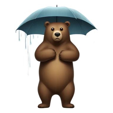 Brown bear holding an unrelated in the rain sticker
