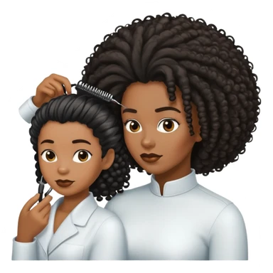 femme noire cheveux crépus qui se fait coiffer sticker