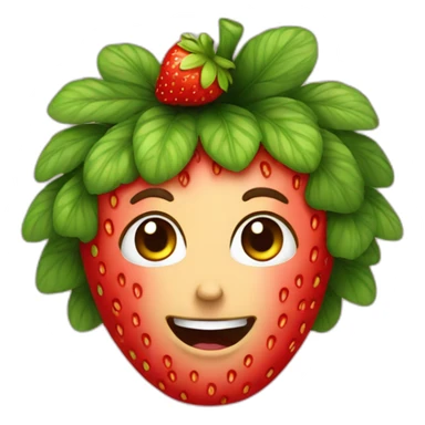 A strawberry with a curly hair sticker
