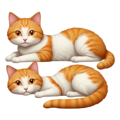 ginger and white cat with orange eyes doing a big extremely long stretch reaching up into the air with arms and legs side by side together straight and overextended whilst lying on its side sticker