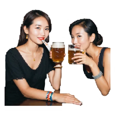 marion drinking beer with thai lady sticker