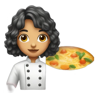 Young chef with curtain bangs cooking sticker