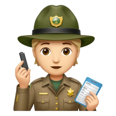game warden emoji writing a ticket for a wildlife law infraction sticker