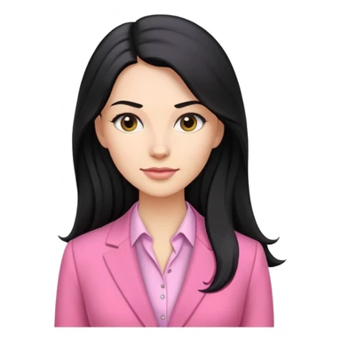 Business chlothes pink woman caucasian long black hair girl sticker