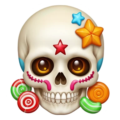 cute Halloween skull decorated with candy and stars sticker