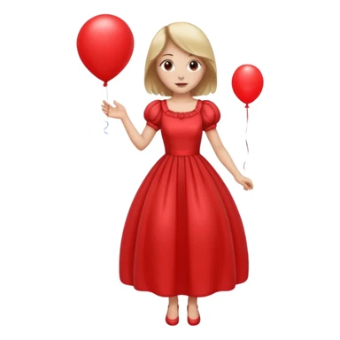 female wearing dress, holding balloon sticker