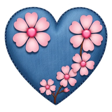 sakura heart with a denim border sticker