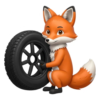 Diseña un Zorro mostrando una llanta  sticker