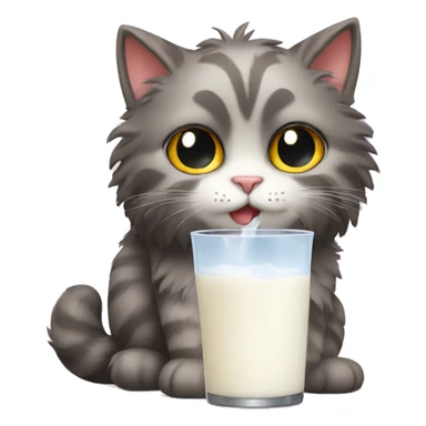 Fluffy cat drinks milk sticker