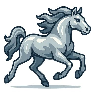 silver metal chrome spirit horse running, mystical sticker
