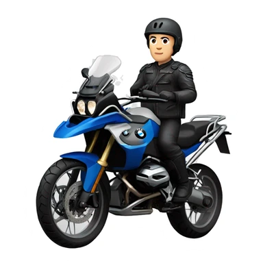 bmw gs 1250 black male rider on bike dark hair blue eyes sticker