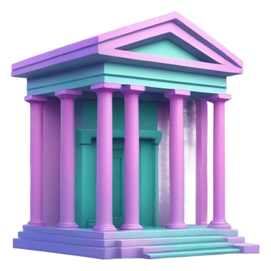 Vaporwave color themed bank emoji sticker