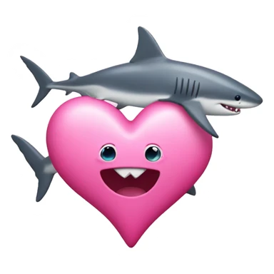 pink love heart with sharks sticker