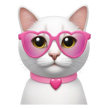 With cat wear pink heart glasses sticker